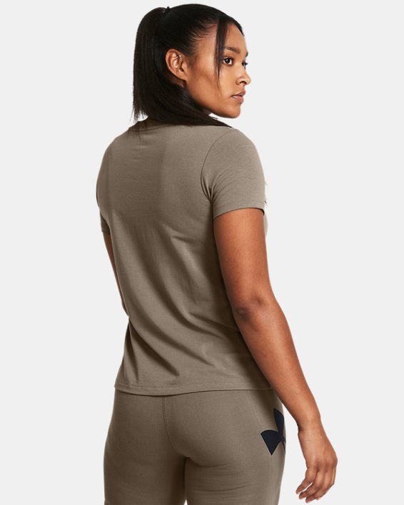 Women's UA Rival Core Short Sleeve in Brown image number 1